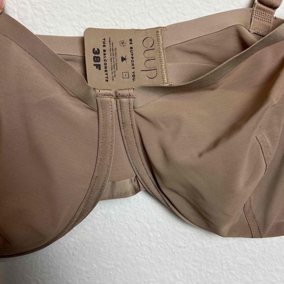 CUUP Size 38F Balconette Taupe Ultra-Thin Memory Foam Cups No-Slip - Picture 3 of 9